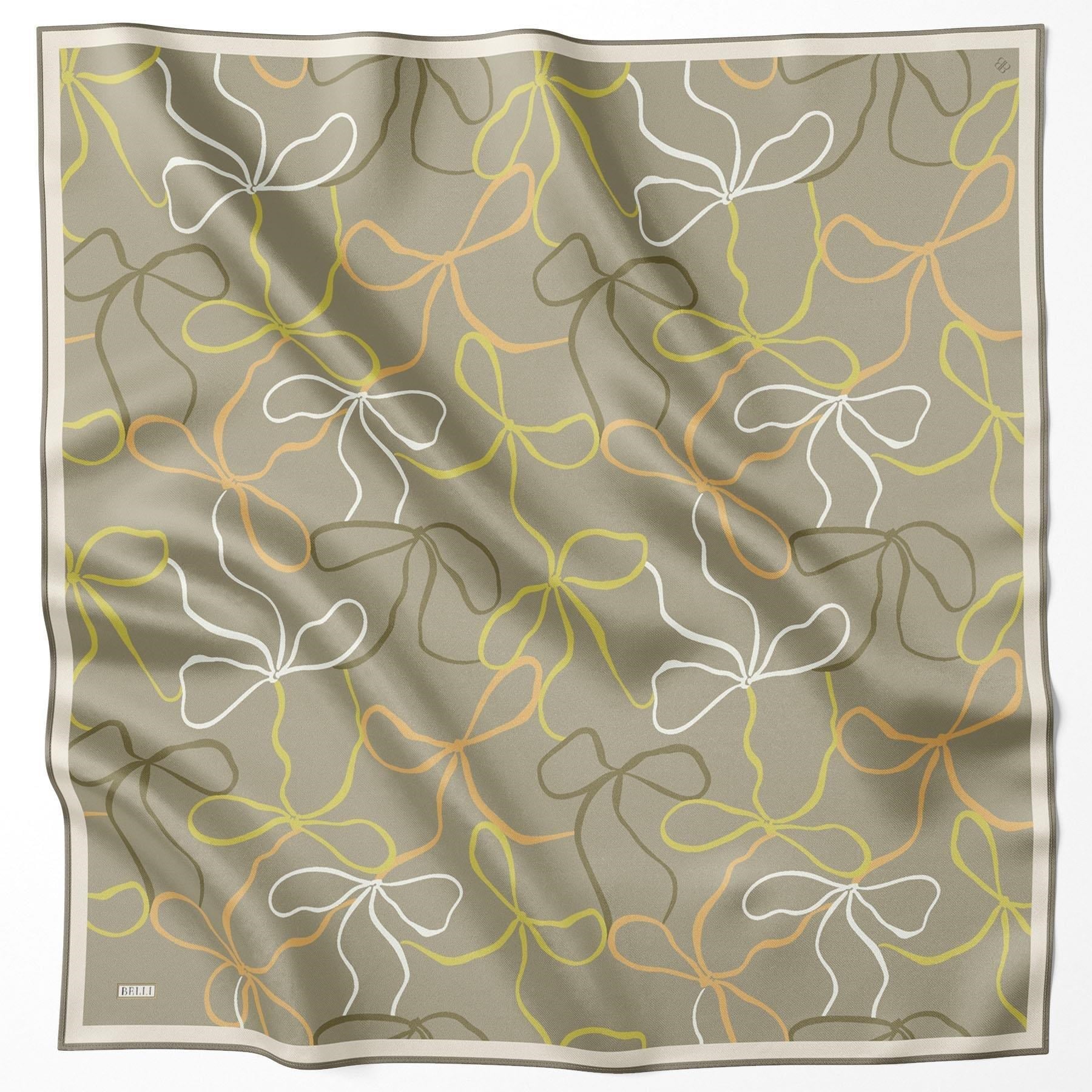 Belli Twill Silk Scarf 4106-34 Green Mixed Pattern
