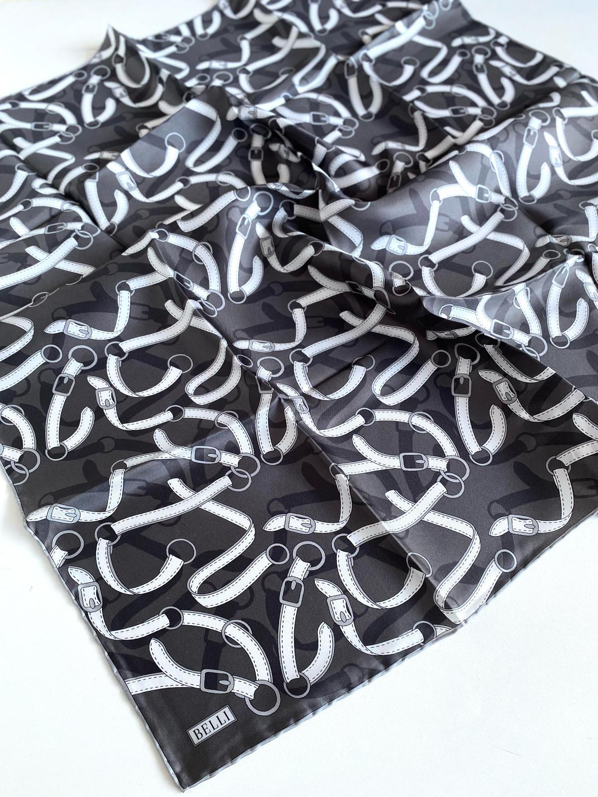 Belli Twill Silk Scarf 4125-05 Gray Mixed Pattern