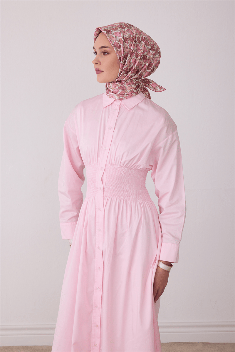 Belli Tivil İpek Eşarp 440206 Pembe Geometrik Desen
