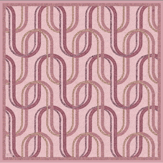 Belli Tivil İpek Eşarp Pembe 4424 06 Geometrik Desen