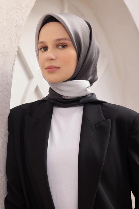 Belli Tivil Saf İpek Eşarp 4224 - 39 Siyah Degrade Desen