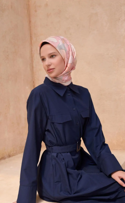 Belli Tivil Saf İpek Eşarp IST 4100 - 03 Soft Pembe Çiçek Desen