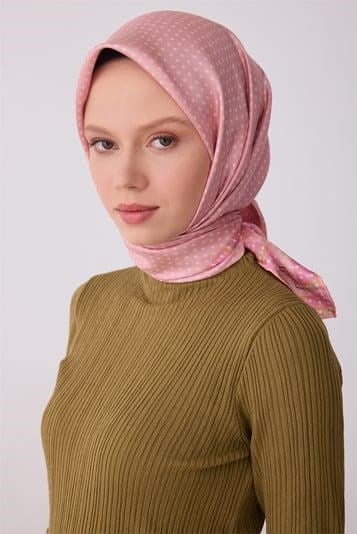 Belli Tivil Saf İpek Eşarp IST 4326 - 01 Pembe Puantiye Desen