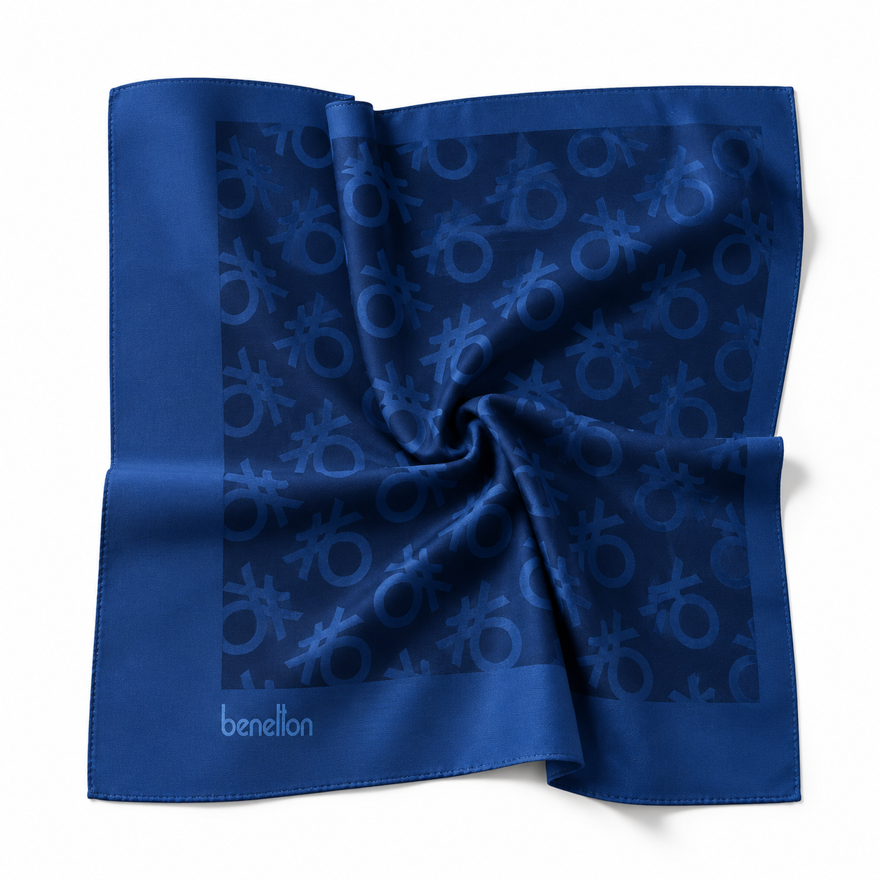 Benetton Elegante Eşarp 1024 1919 Lacivert Monogram Desen