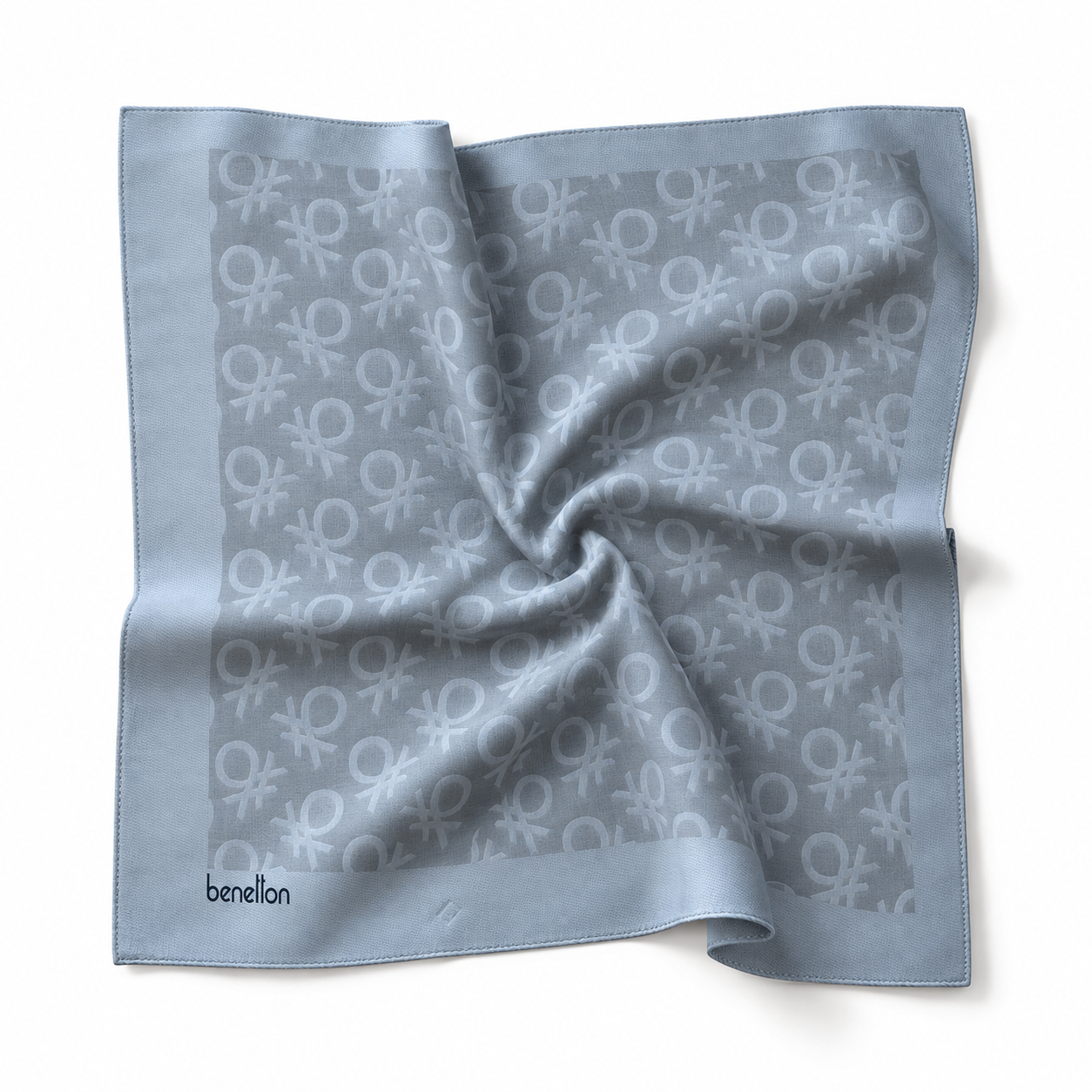 Benetton Elegante Eşarp 1024 23017 Gri Monogram Desen