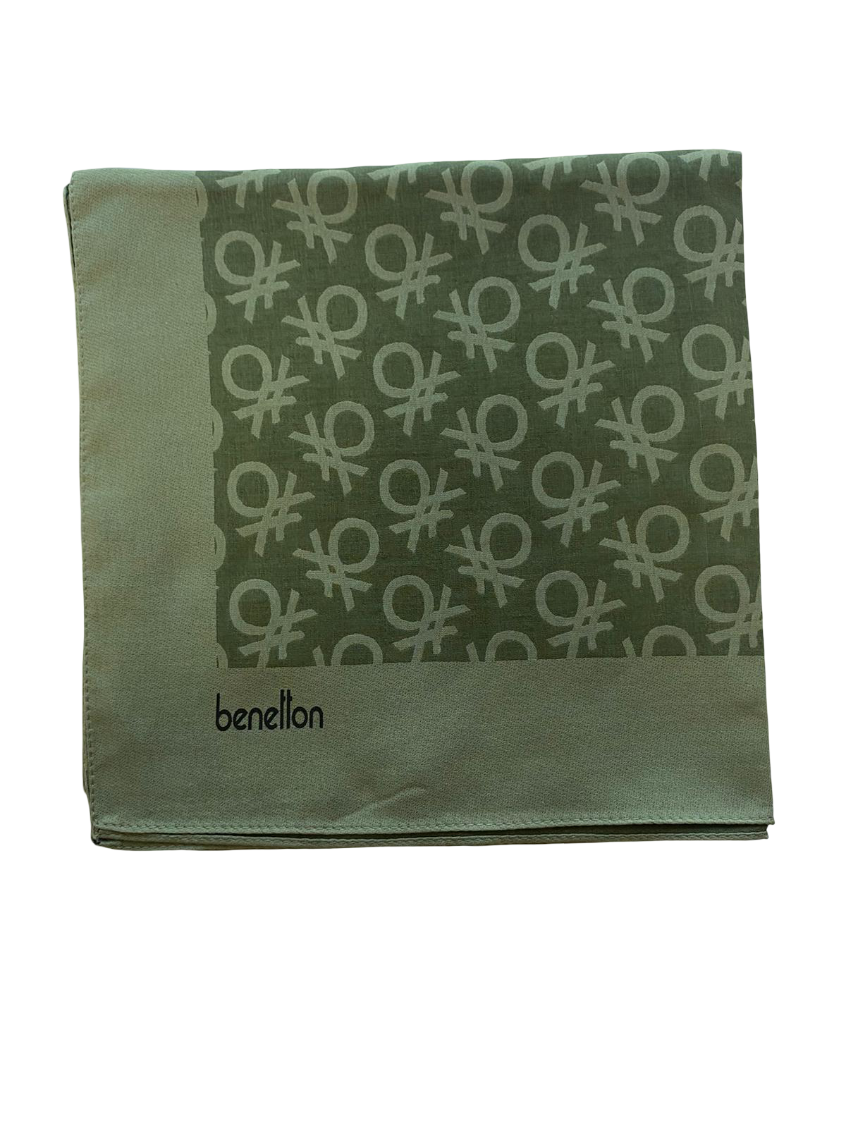 Benetton Elegante Eşarp 1024 2803 Yeşil Monogram Desen
