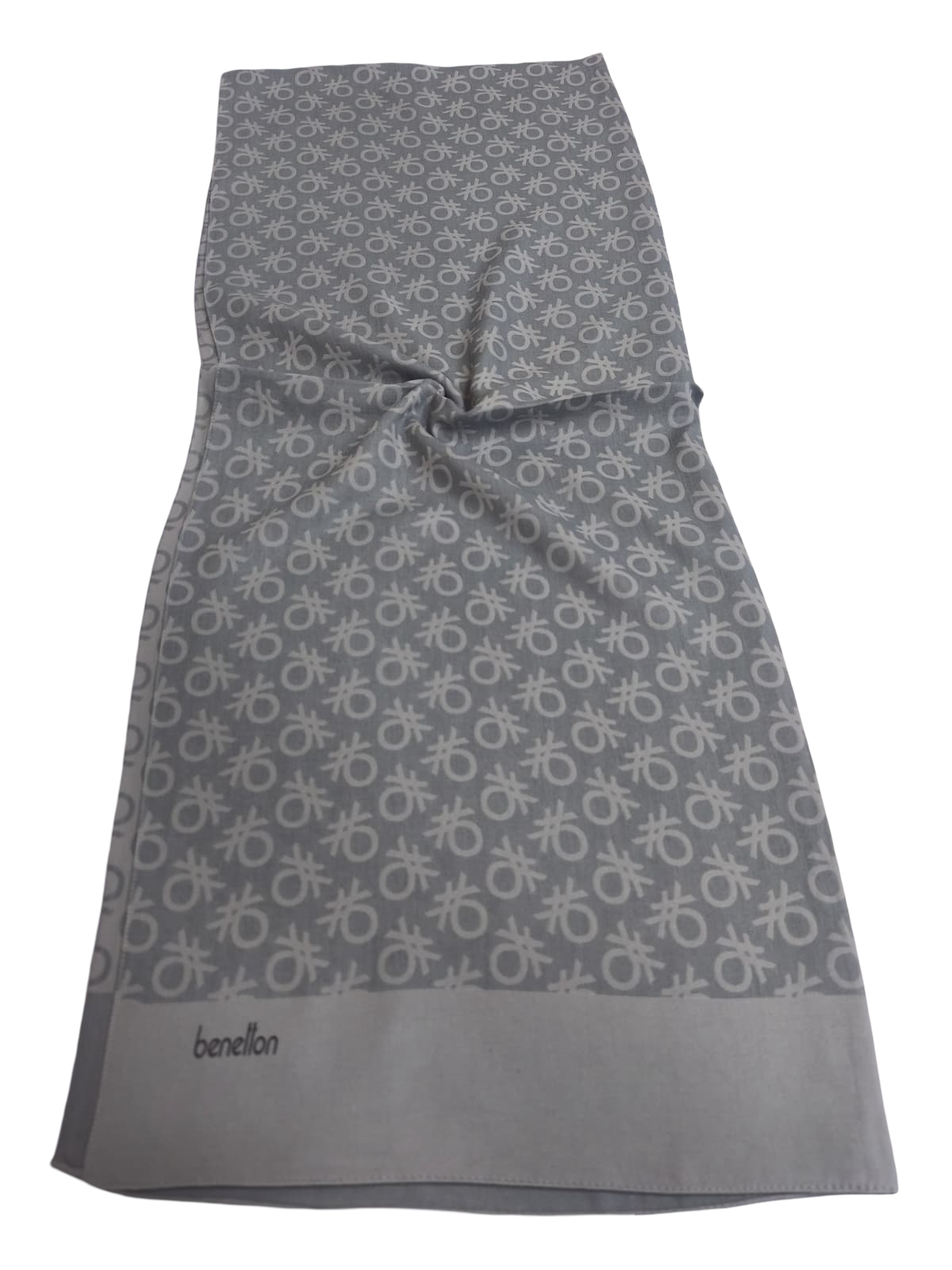 Benetton Elegante Şal 1023 21113 Gri Monogram Desen