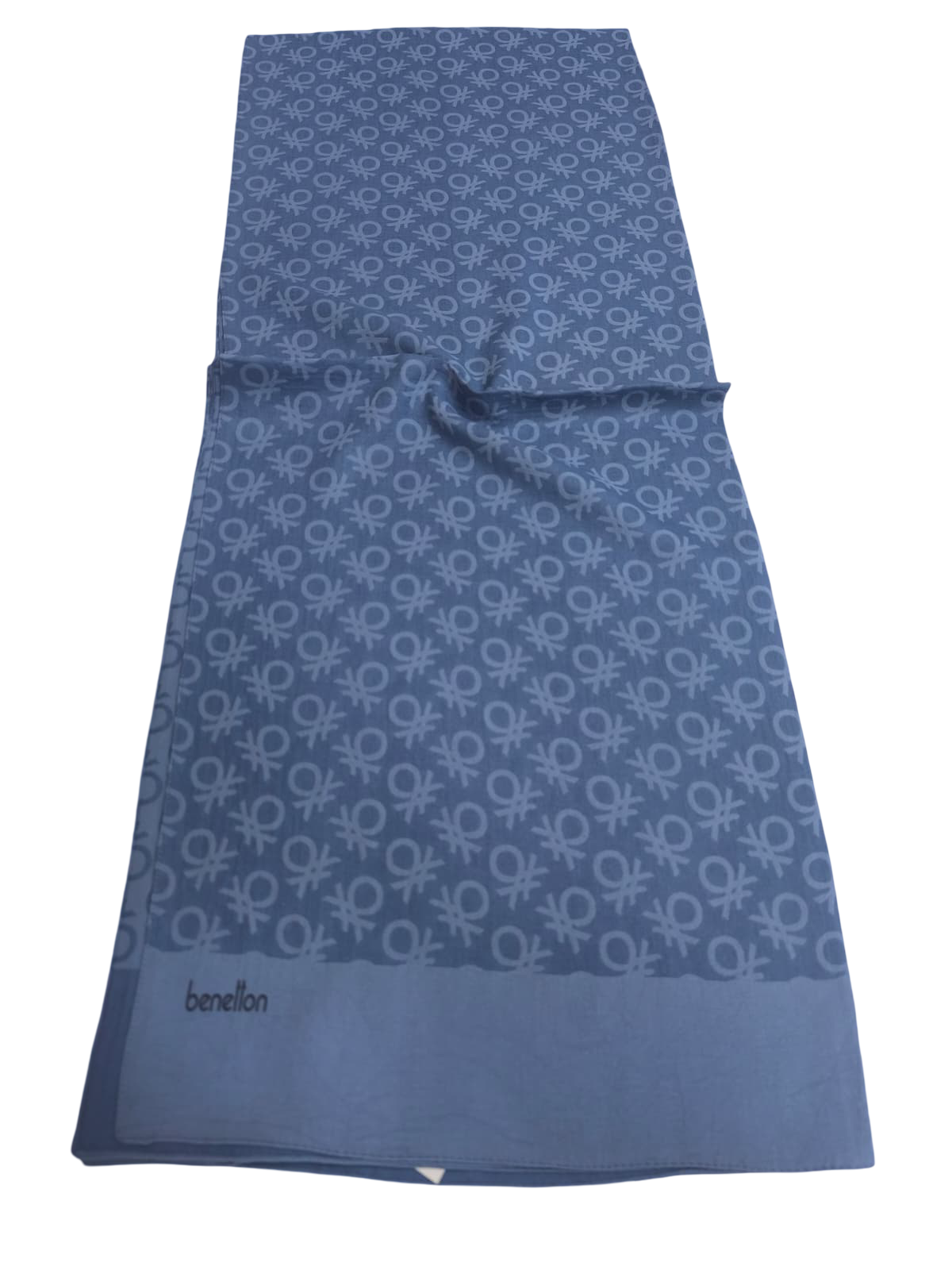 Benetton Elegante Şal 1023 2286 İndigo Monogram Desen