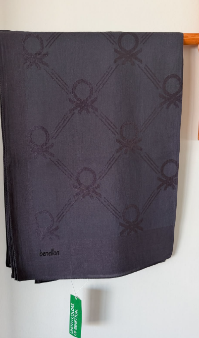 Benetton Lyocell Milano Şal 1032 46 Koyu Füme Monogram Desen