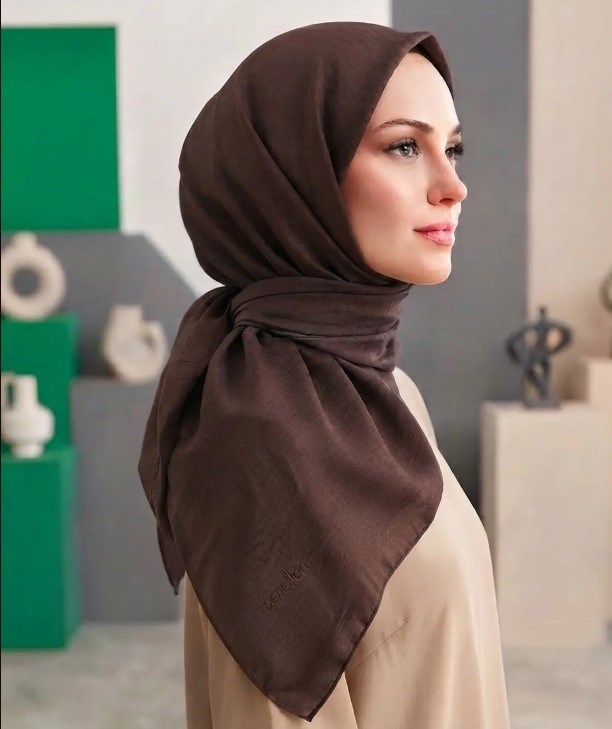 Benetton Siena Eşarp 1022 059 Çikolata Düz Desen