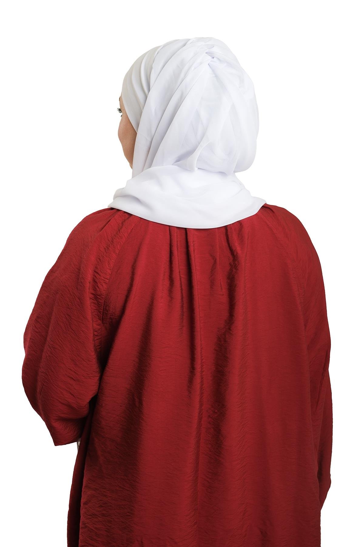 Beyaz Pratik Hazır Geçmeli Bone Şal Şifon Düz 2506_42