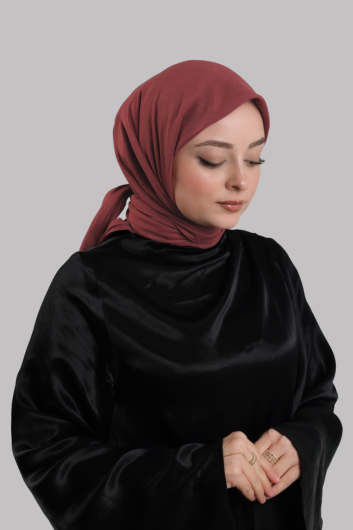 Bordo Düz Klasik Eşarp İtalyan Dikişli Pamuk Caz Sade 202210_16