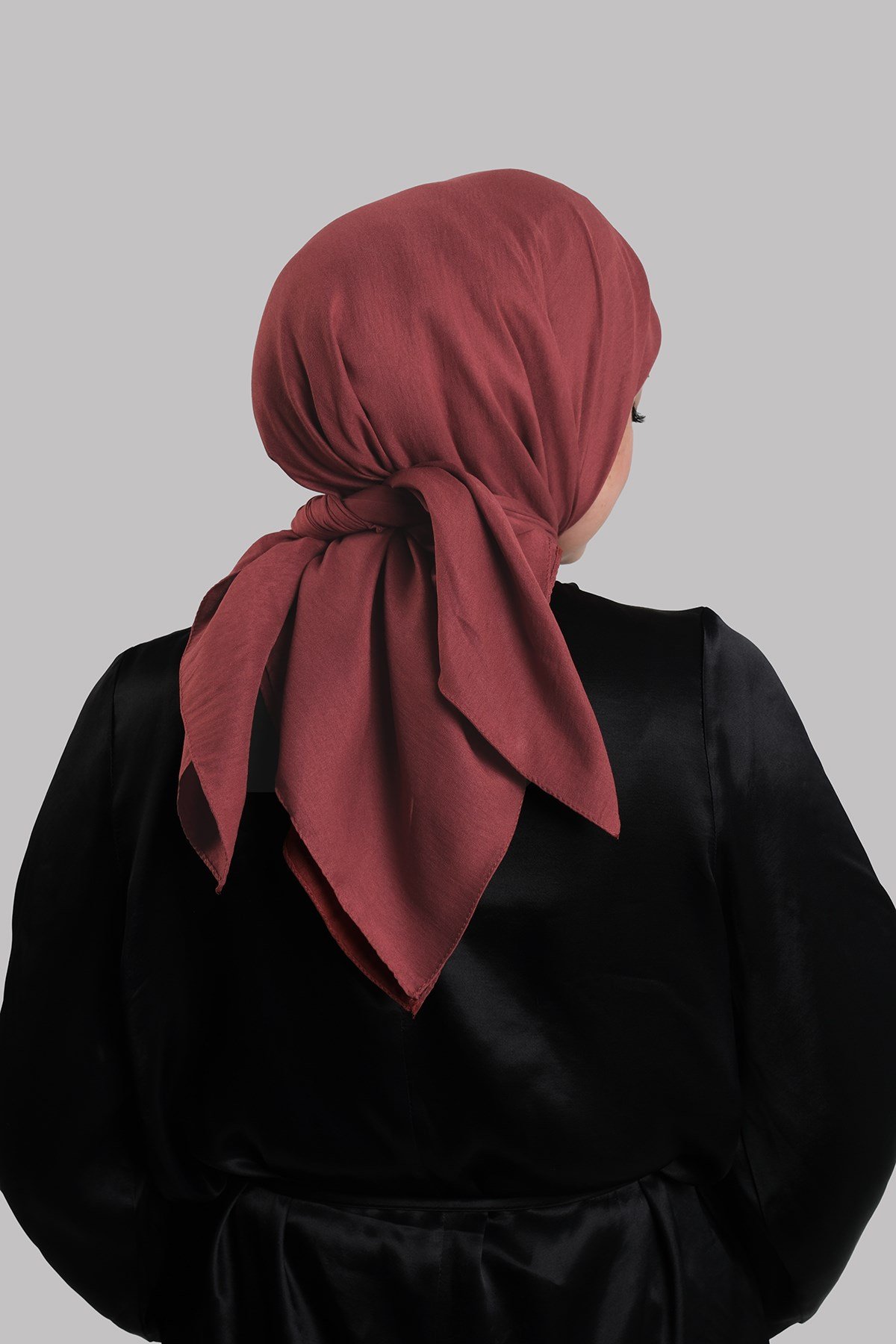Bordo Düz Klasik Eşarp İtalyan Dikişli Pamuk Caz Sade 202210_16