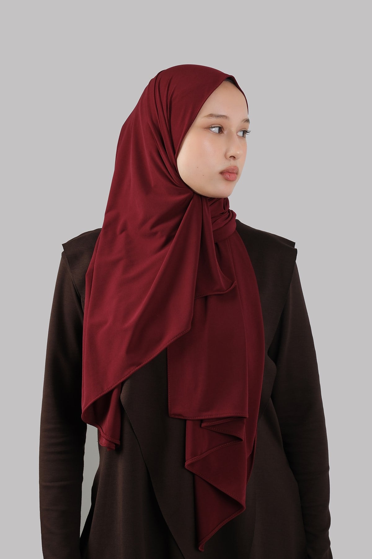 Bordo Düz Klasik Şal Dikişli Premium Jersey Sade 202129_16