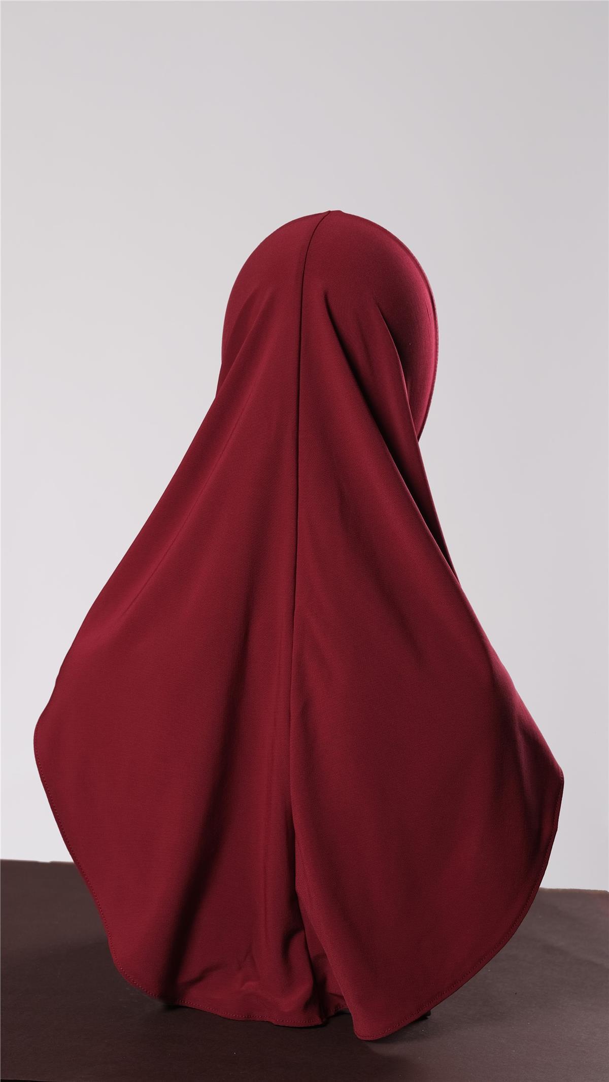 Bordo Pratik Hazır Geçmeli Genç Tesettür Bone Sandy Kumaş Düz Hijab 2312_16