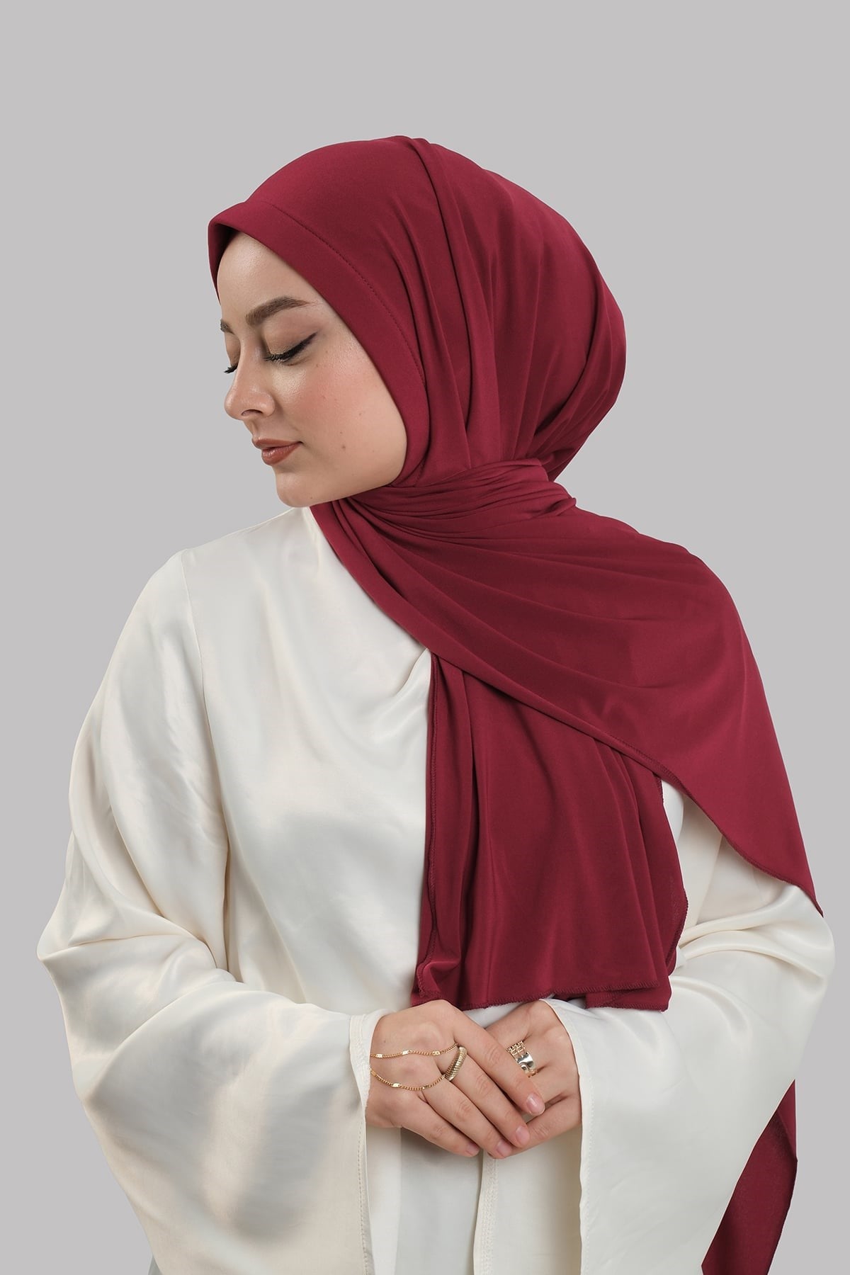 Bordo Pratik Hazır Geçmeli Şal Sandy Önü Süngerli 2412_16