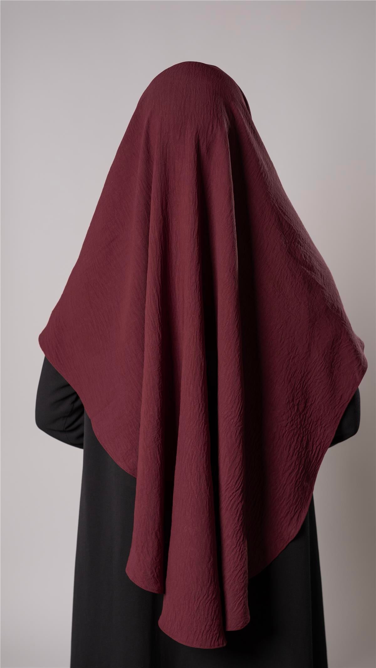 Bordo Pratik Hazır Geçmeli Tesettür Eşarp Aerobin Kumaş Düz Hijab 2309_16