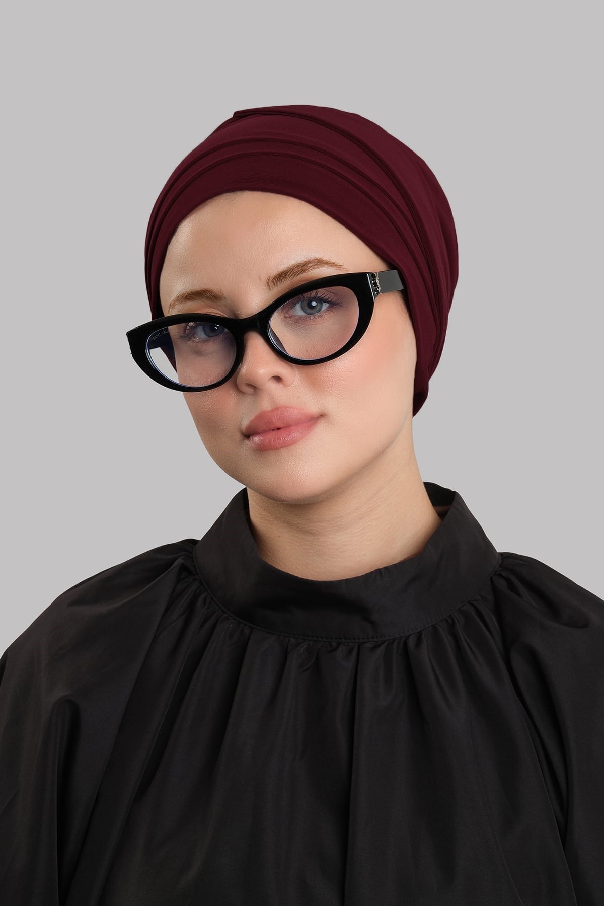 Bordo Versa Kuyruklu Pratik Tesettür Bone Sandy Büzgülü 2515_16