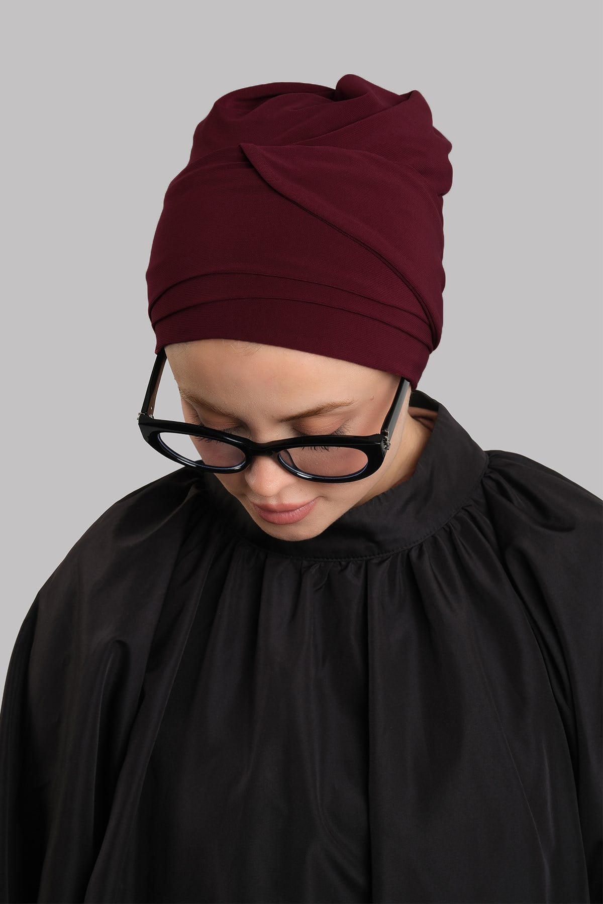 Bordo Versa Kuyruklu Pratik Tesettür Bone Sandy Büzgülü 2515_16