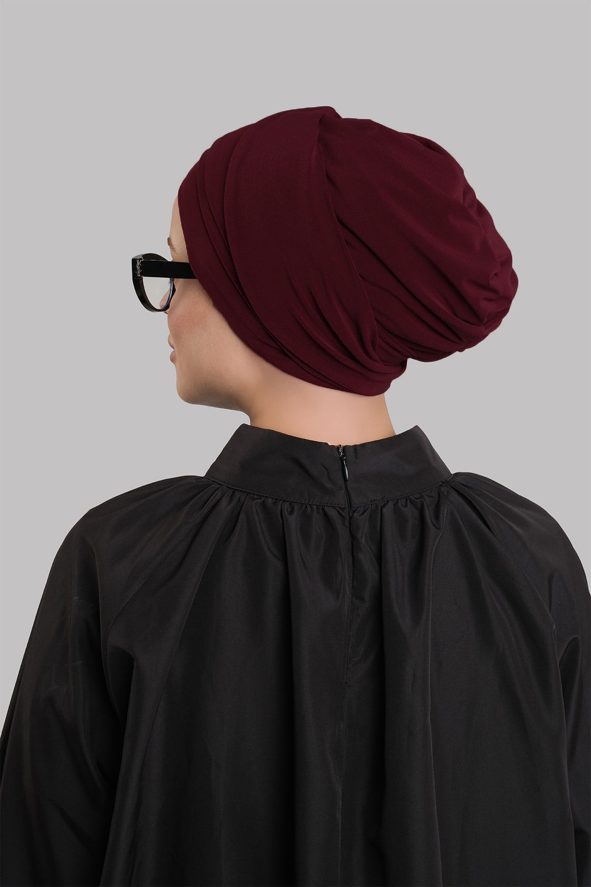 Bordo Versa Kuyruklu Pratik Tesettür Bone Sandy Büzgülü 2515_16
