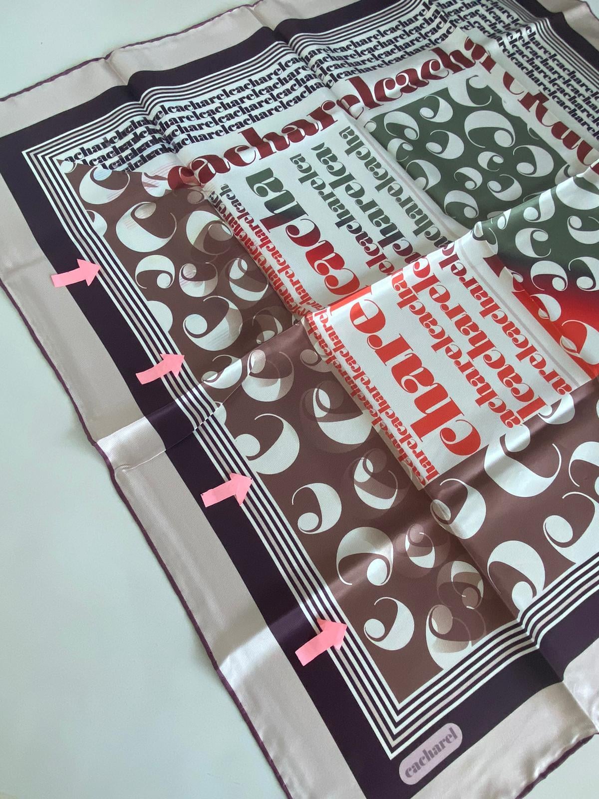 Cacharel Defective Twill Silk Scarf 36982 Powder Mixed Pattern