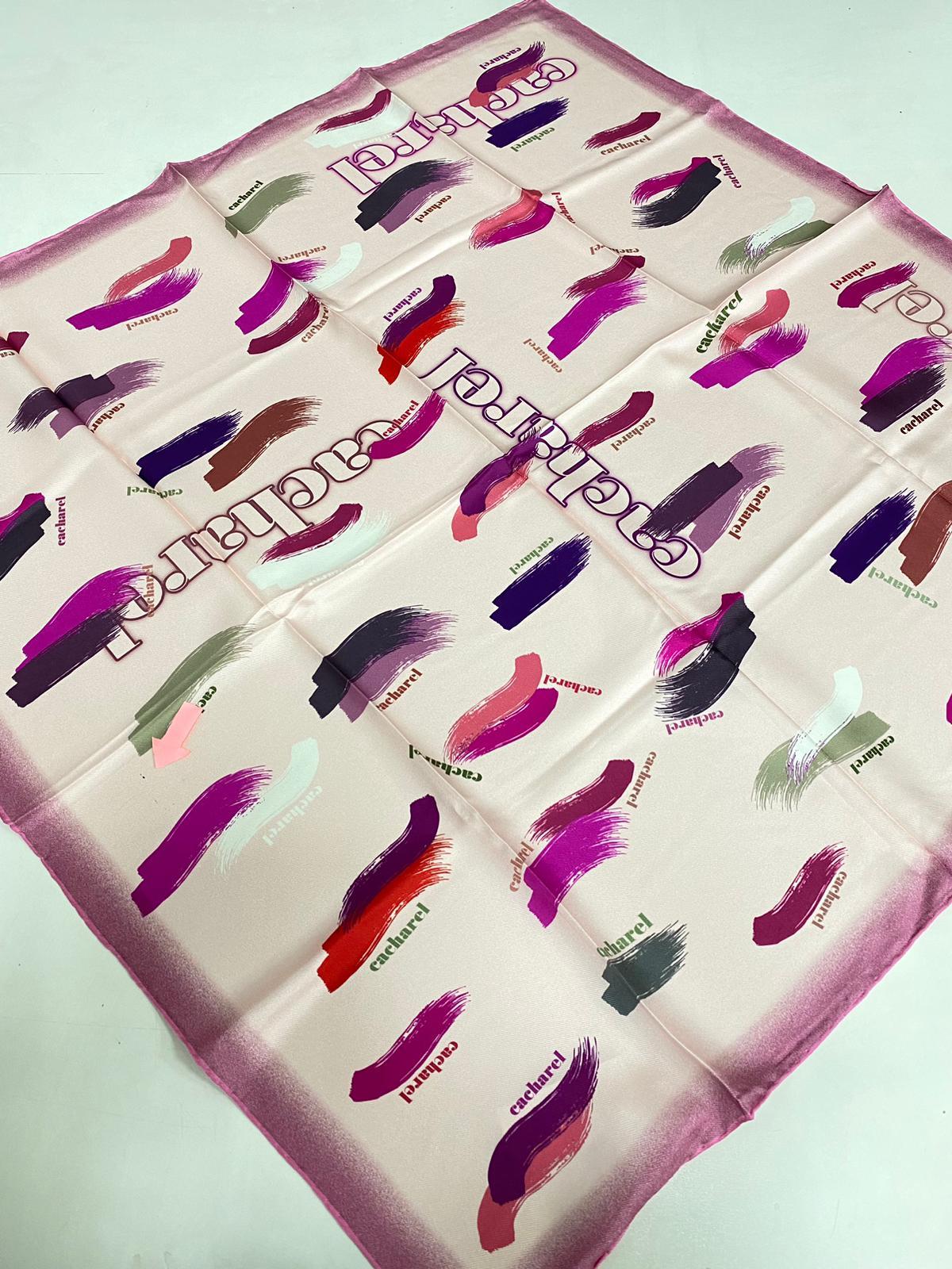 Cacharel Powder Letter Patterned Twill Silk Scarf 4208701-28162
