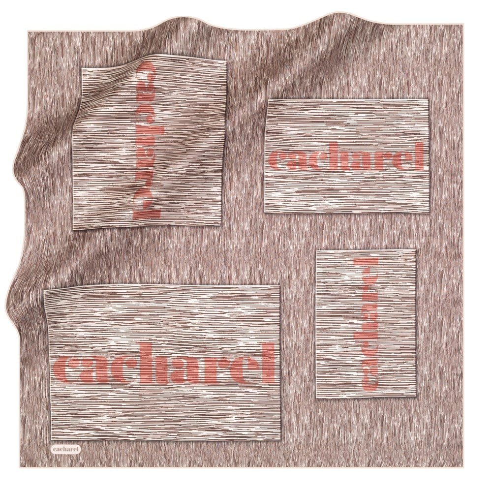 Cacharel Saf Tivil İpek Eşarp 8224313 - 991 Pudra Çizgi Desen