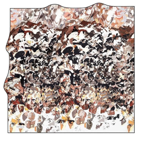 Cacharel Twill Silk Scarf 7420313-912 41788 Batik Pattern