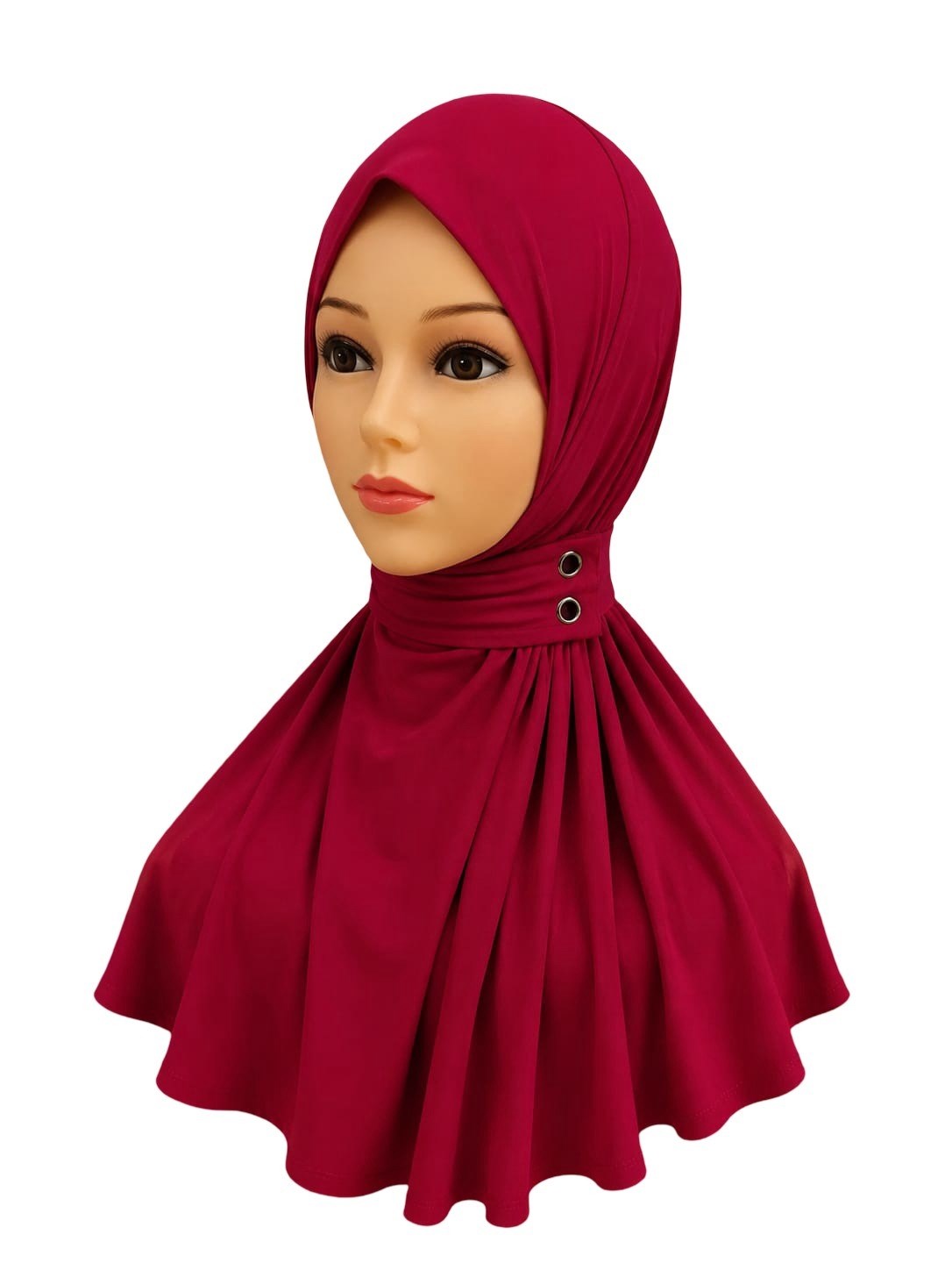 Çıtçıtlı Bone Şal Kırmızı