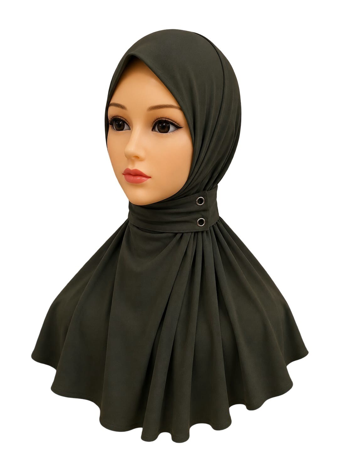 Çıtçıtlı Bone Şal Koyu Haki
