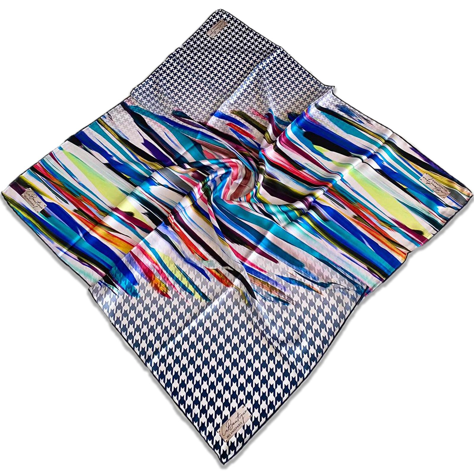 Defolu Polyester La Boutique Lacivert Karma Desen Eşarp 1870-02 34625