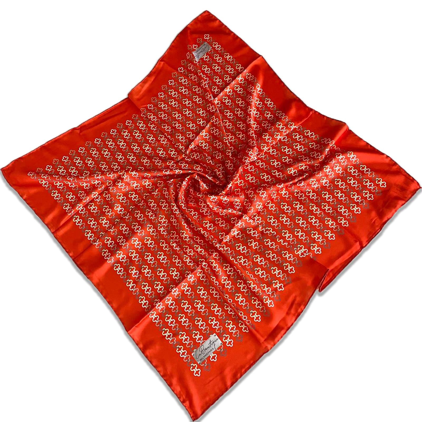 Defolu Polyester La Boutique Turuncu Zincir Desen Eşarp 1866-06  34575
