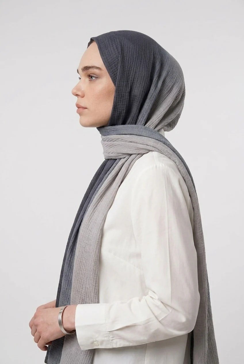 Degrade Müslin Şal Gri-Gümüş 55212