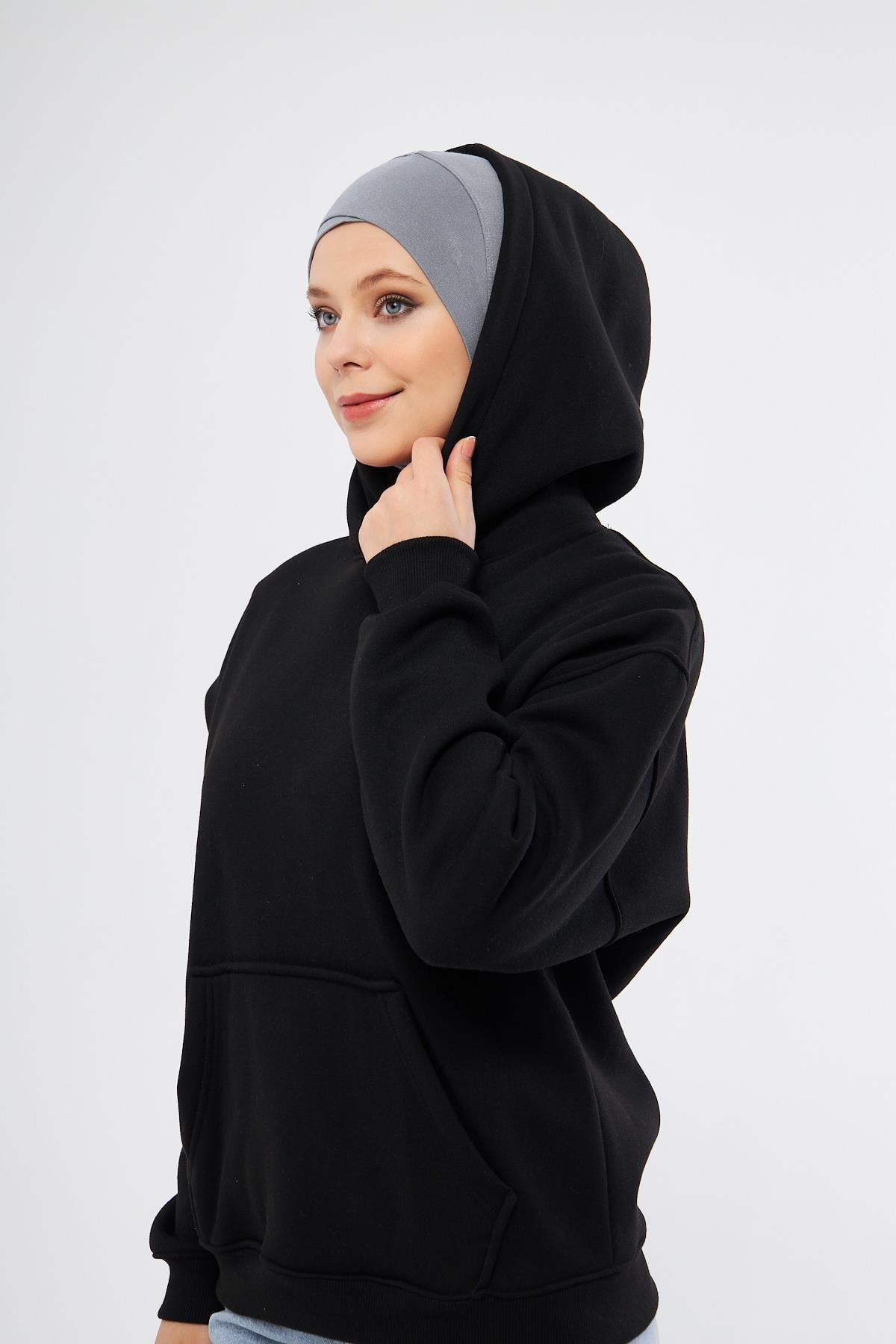 Gri Pratik Hazır Geçmeli Bone Viskon Çapraz Sporcu Hijab 2110_15