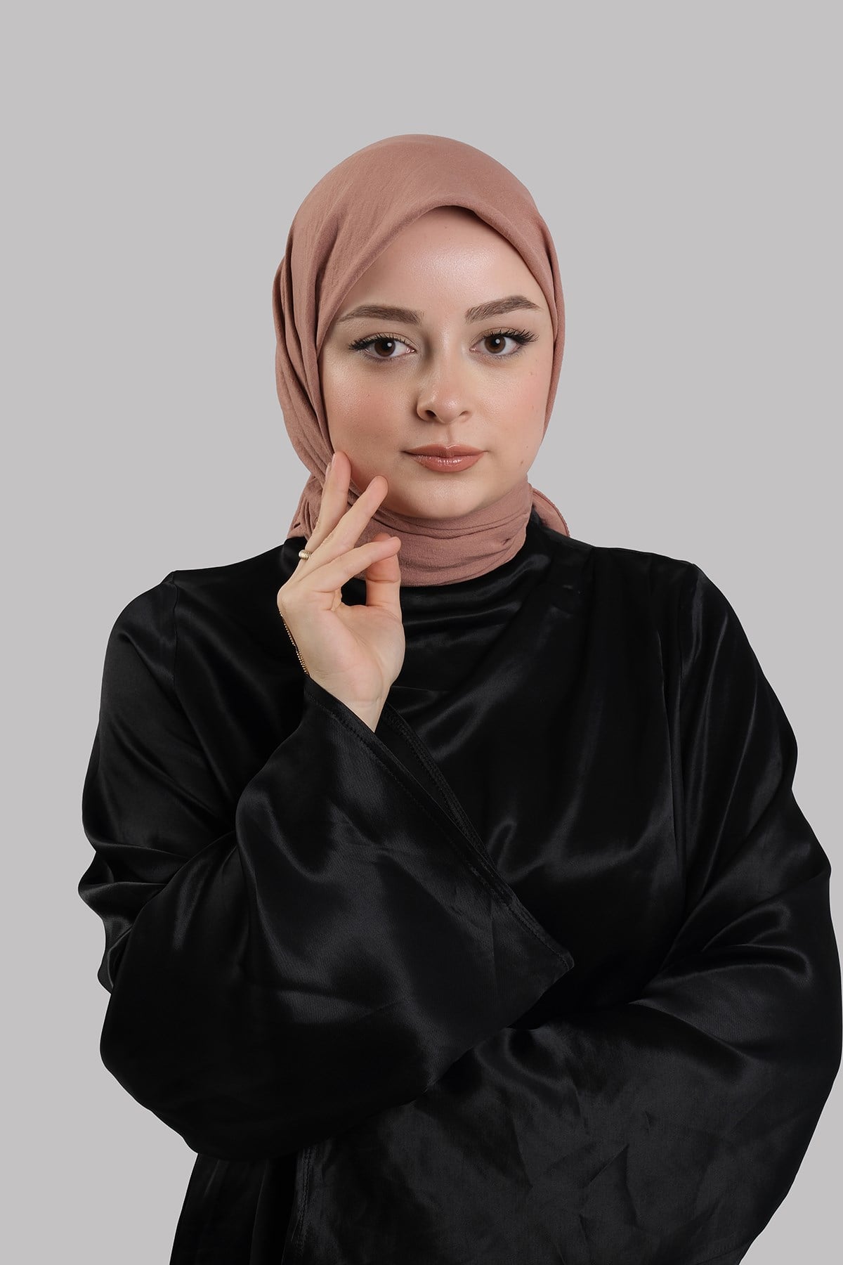 Gül Kurusu Düz Klasik Eşarp İtalyan Dikişli Pamuk Caz Sade 202210_18