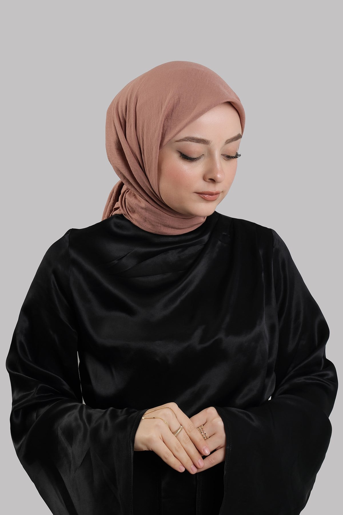 Gül Kurusu Düz Klasik Eşarp İtalyan Dikişli Pamuk Caz Sade 202210_18
