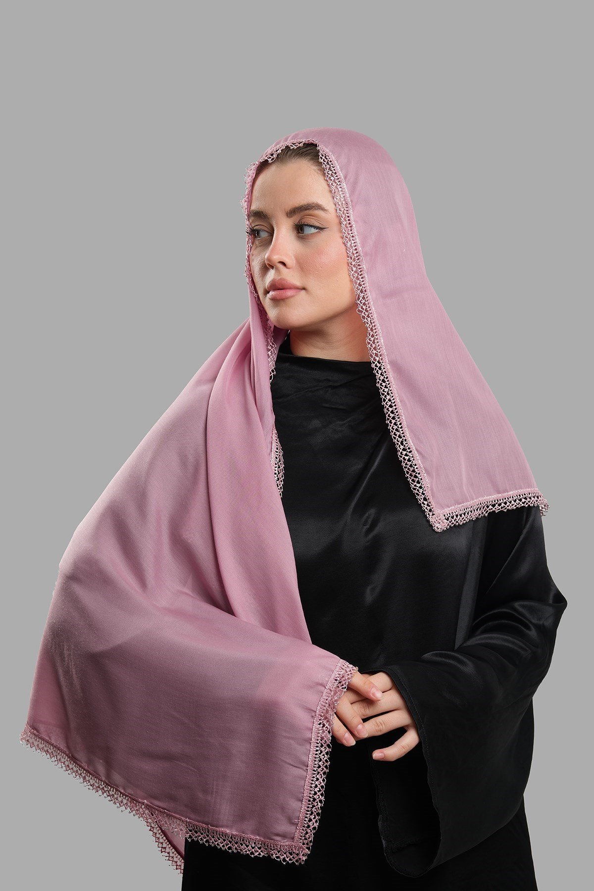 Gül Kurusu Nikah Namaz Başörtüsü Eşarp Kesik Elyaf Boncuklu Güpürlü 202213_18