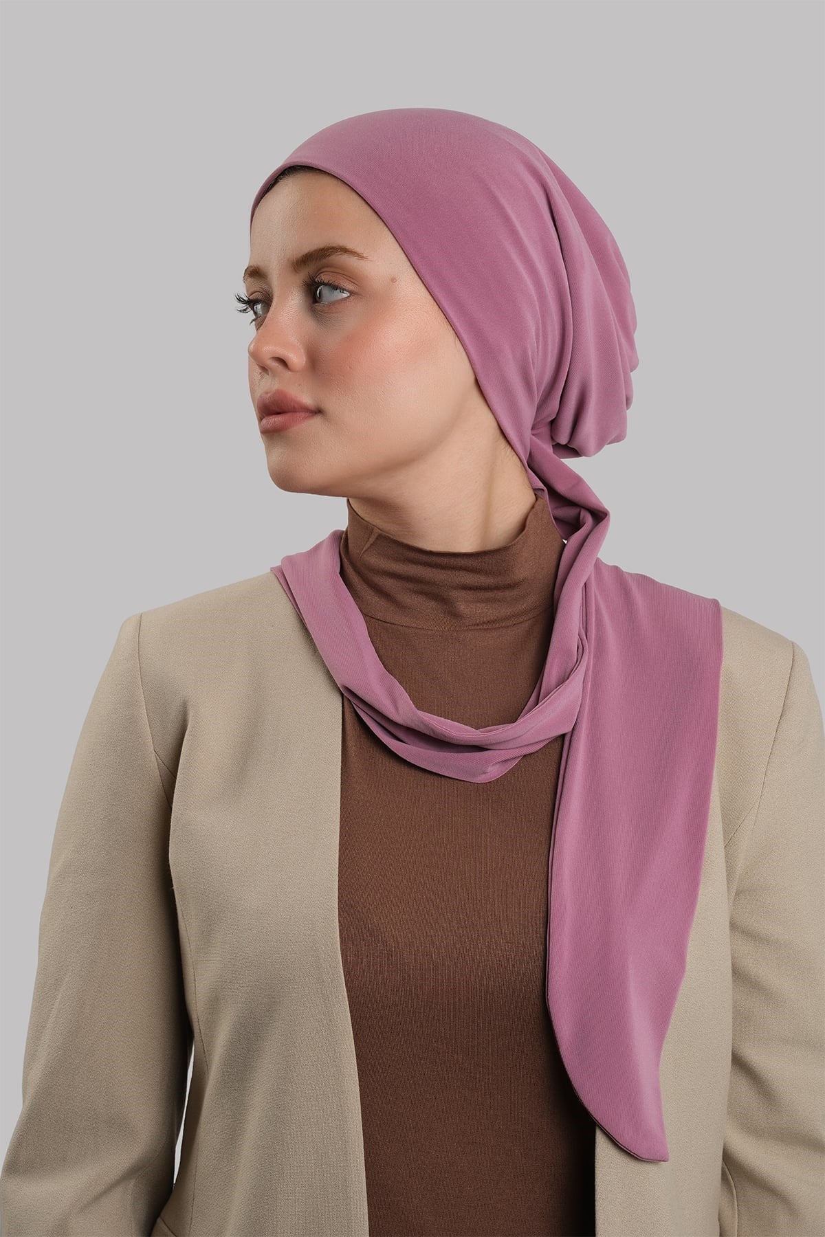 Gül Kurusu Versa Kuyruklu Pratik Tesettür Bone Sandy Büzgülü 2515_18