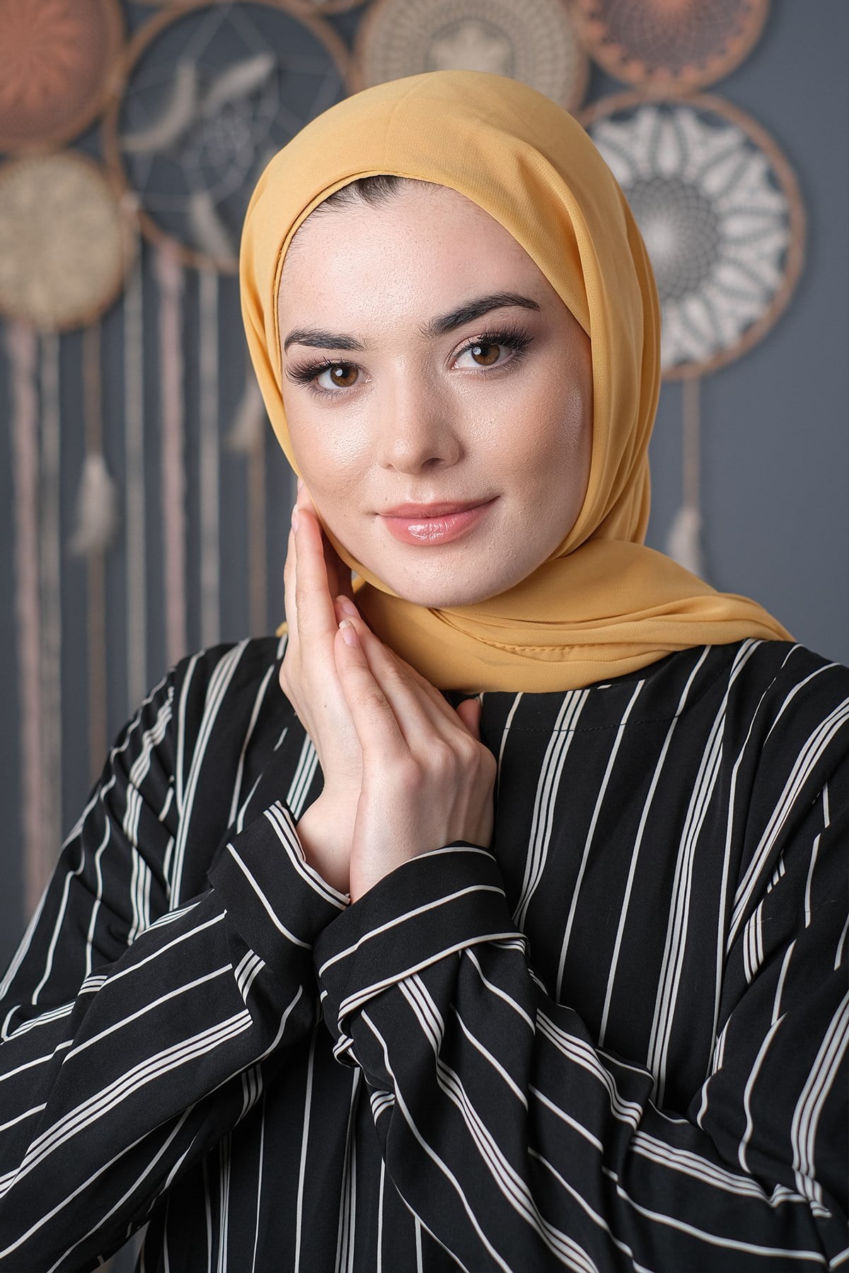 Hardal Pratik Hazır Geçmeli Şal Şifon Boru Boneli 3001_43