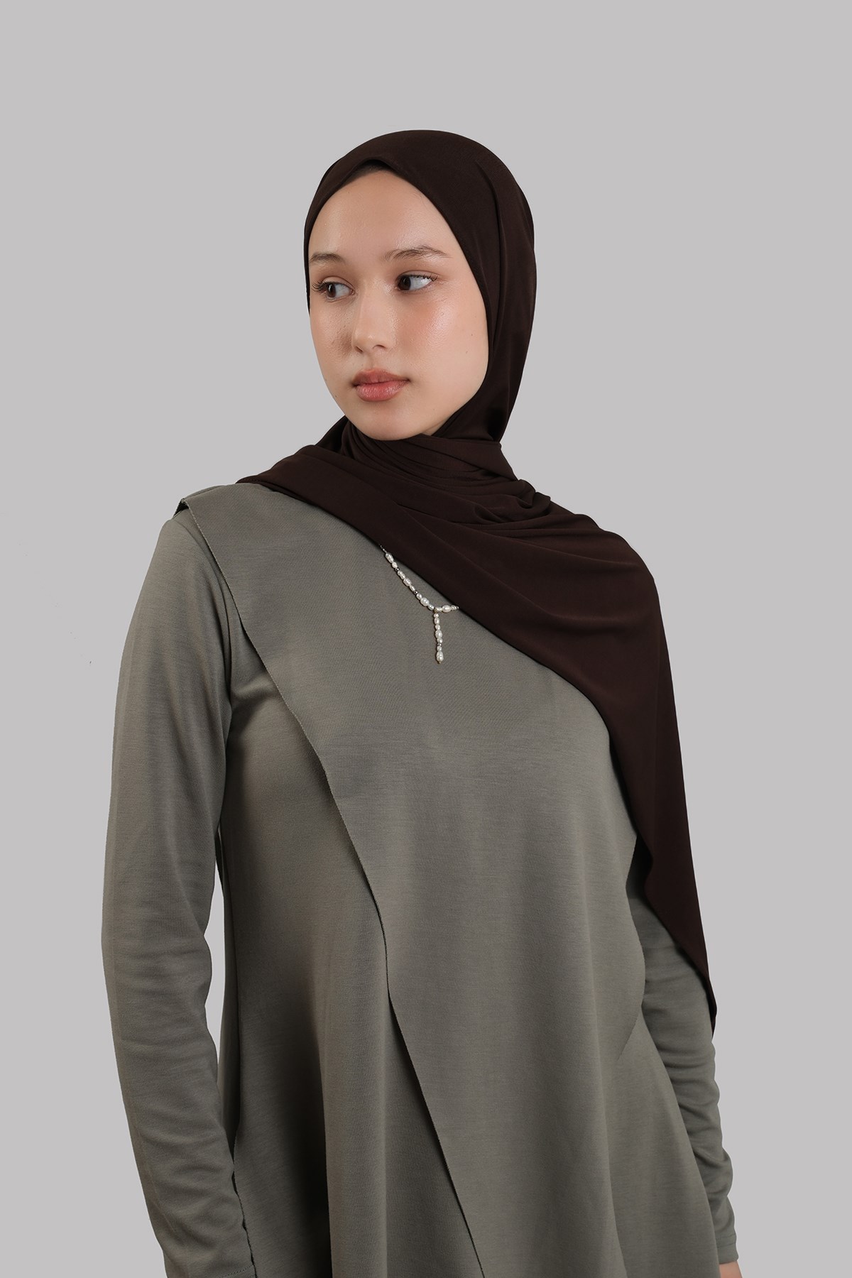 Kahve Düz Klasik Şal Dikişli Premium Jersey Sade 202129_14