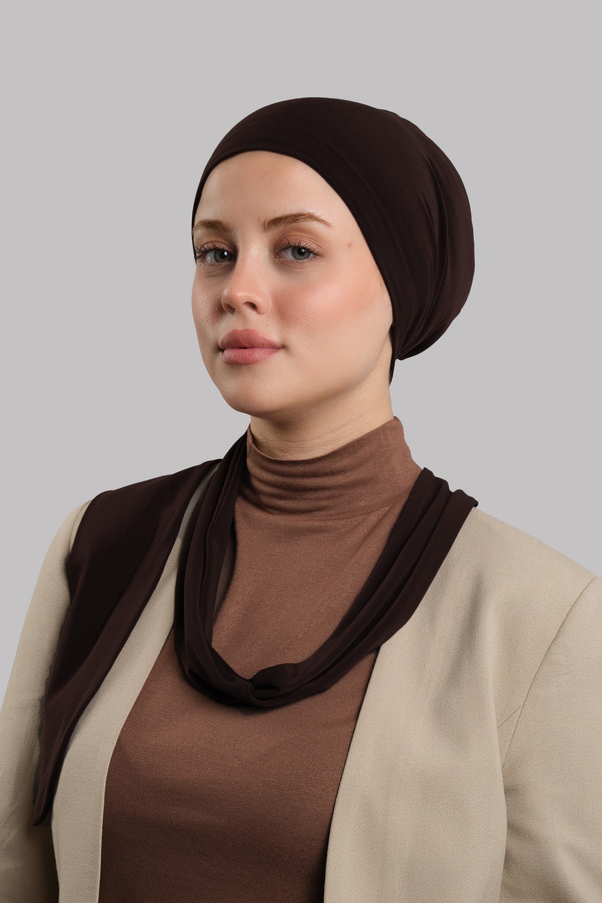 Kahve Versa Kuyruklu Pratik Tesettür Bone Sandy Büzgülü 2515_14