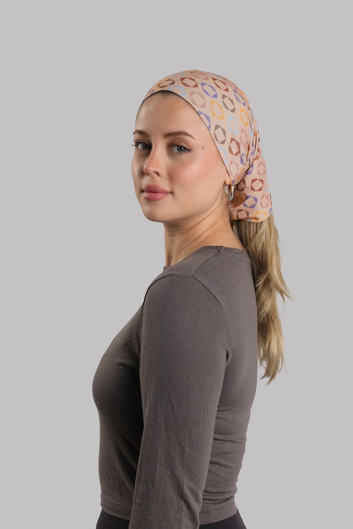 Koyu Bej Pratik Hazır Geçmeli Buff Bandana Sandy Geometrik Desenli Boru Bone 2416_44