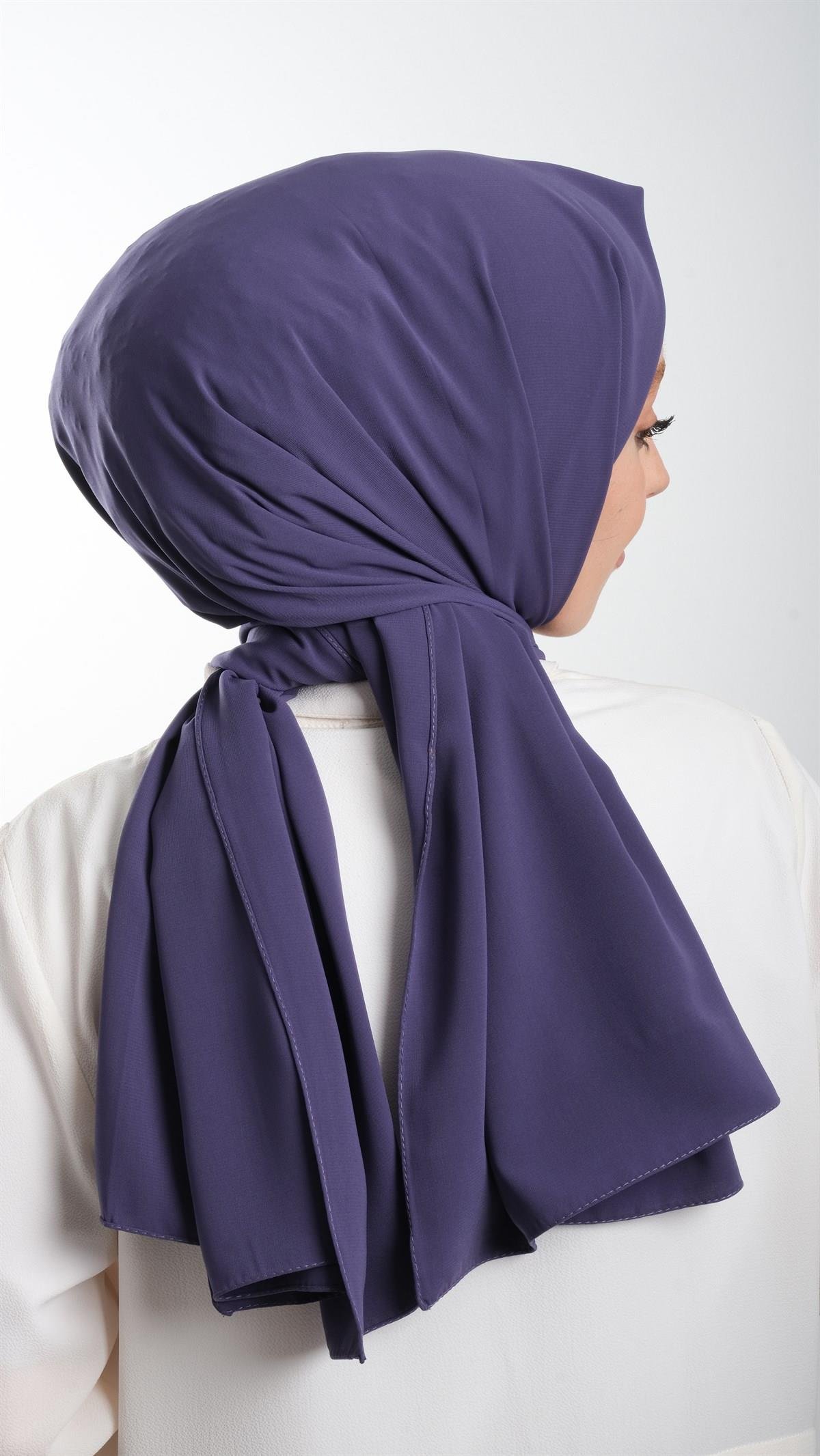 Koyu Violet Düz Klasik Şal Medine İpeği Sade 202103_50
