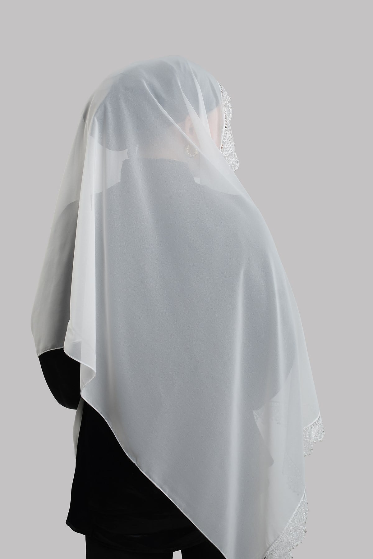 Krem Nikah Namaz Başörtüsü Şal Şifon Boncuklu Güpürlü 202131_40
