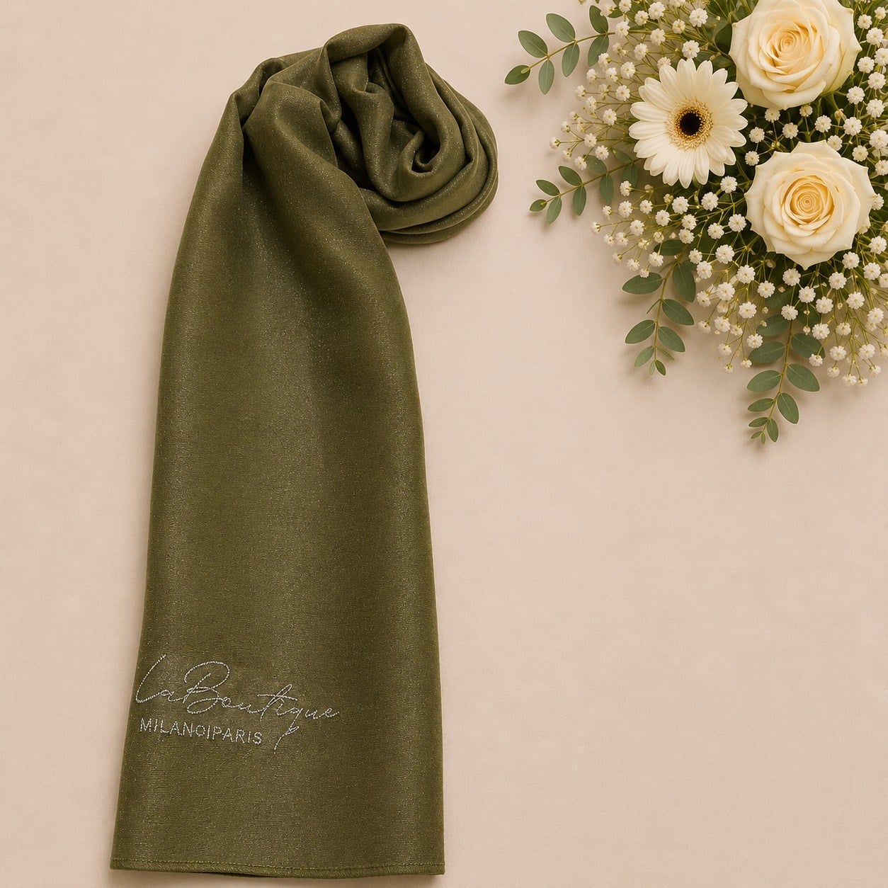 La Boutique Abiye Haki Düz Renk Şal IST  1 - 26766