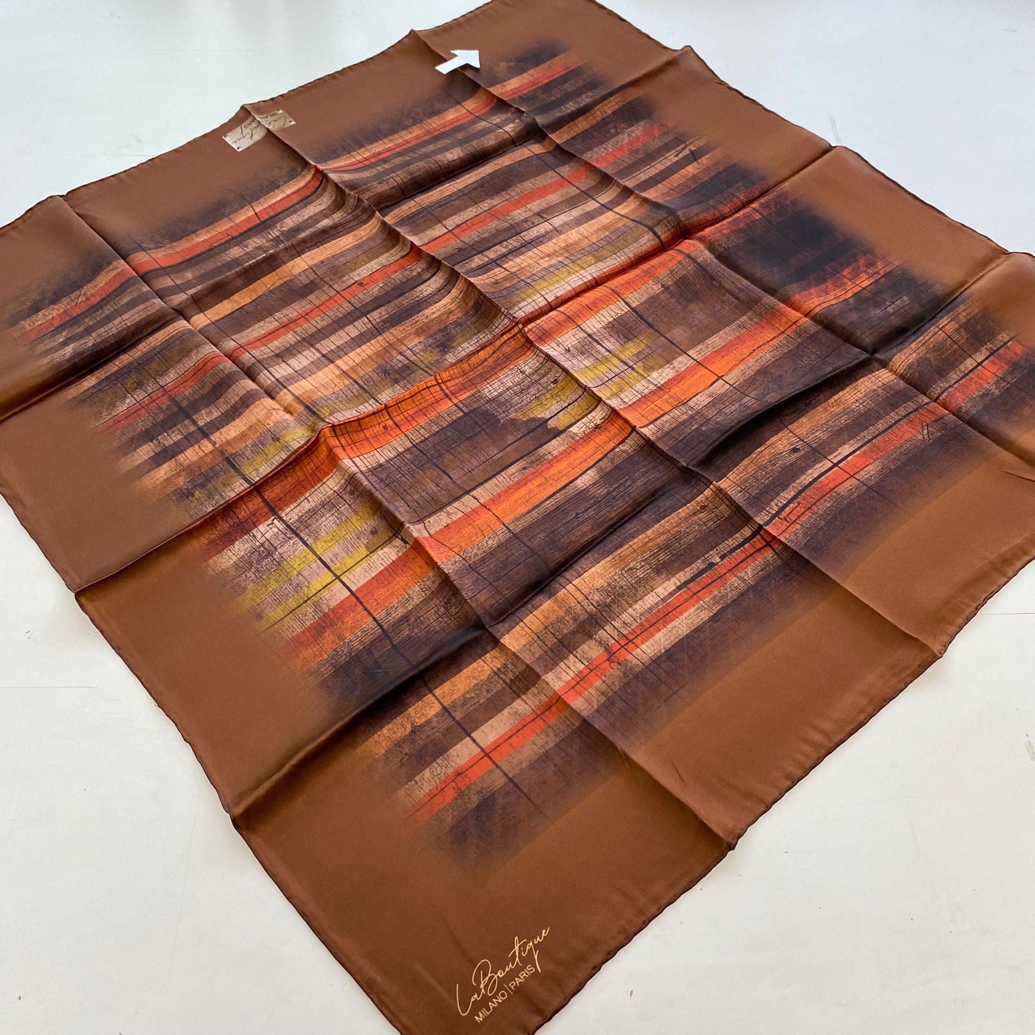 La Boutique Az Hatalı Sura İpek Eşarp 55155 Taba Geometrik  Desen 