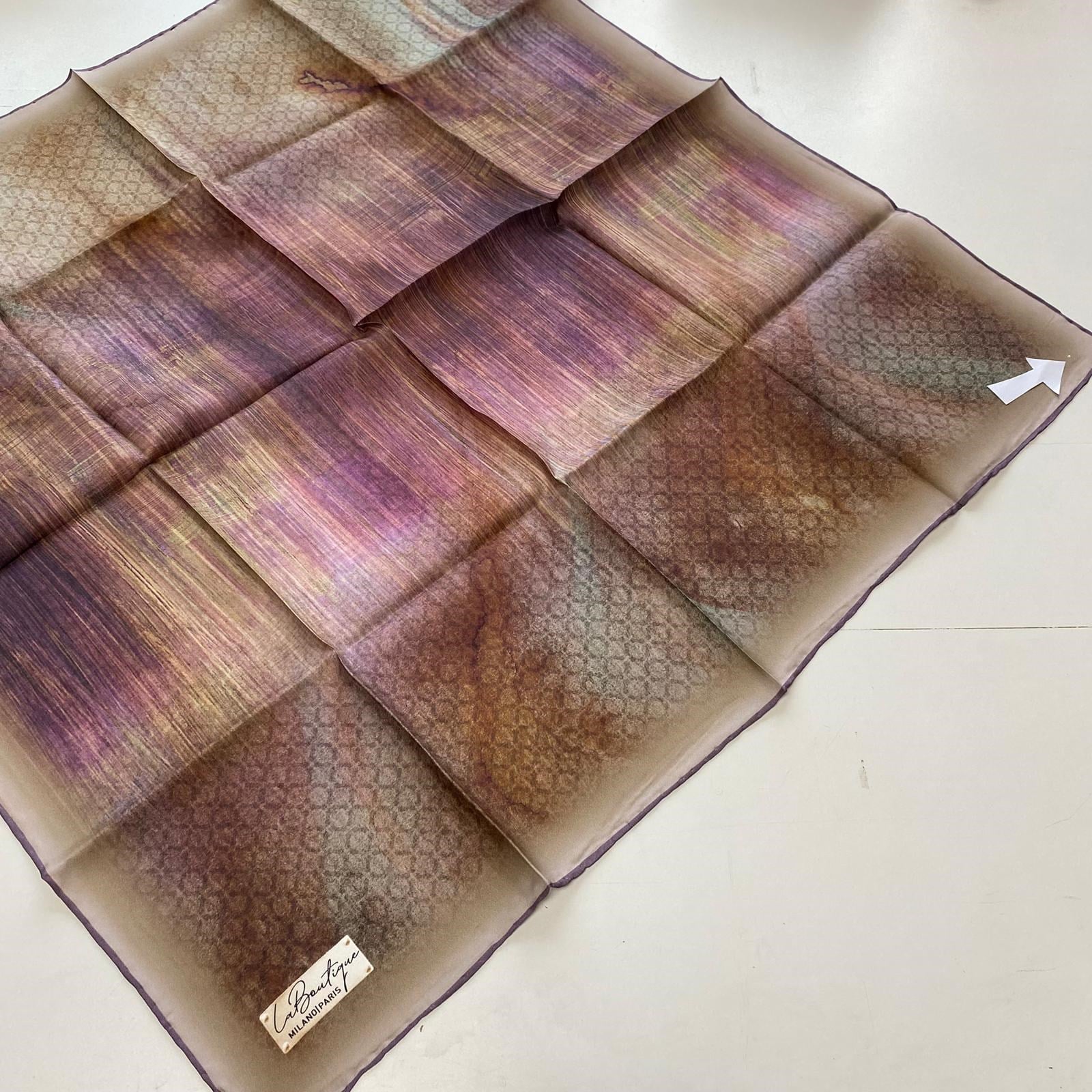 La Boutique Az Hatalı Tivil İpek Eşarp 54823 Lila - Vizon Geometrik Desen 