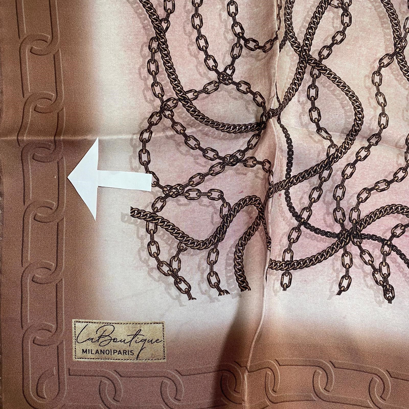 La Boutique Az Hatalı Tivil İpek Eşarp IST Gül Kurusu Zincir Desenli 