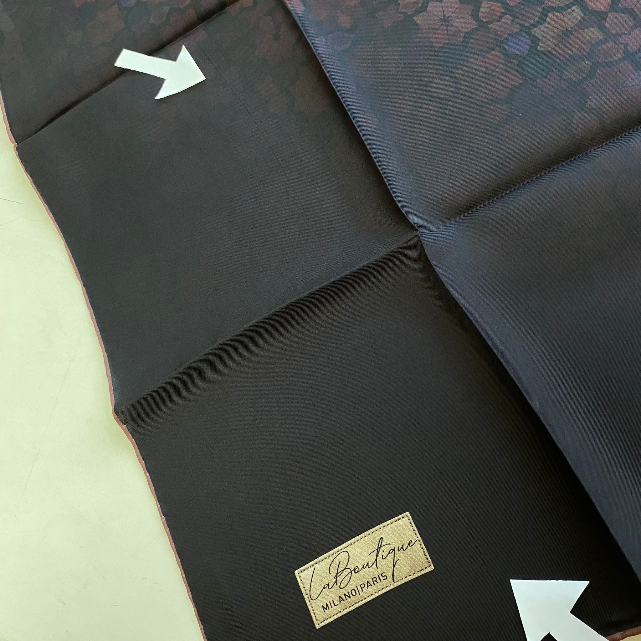 La Boutique Az Hatalı Tivil İpek Eşarp 55227 Mürdüm - Beyaz  Karışık Desen 