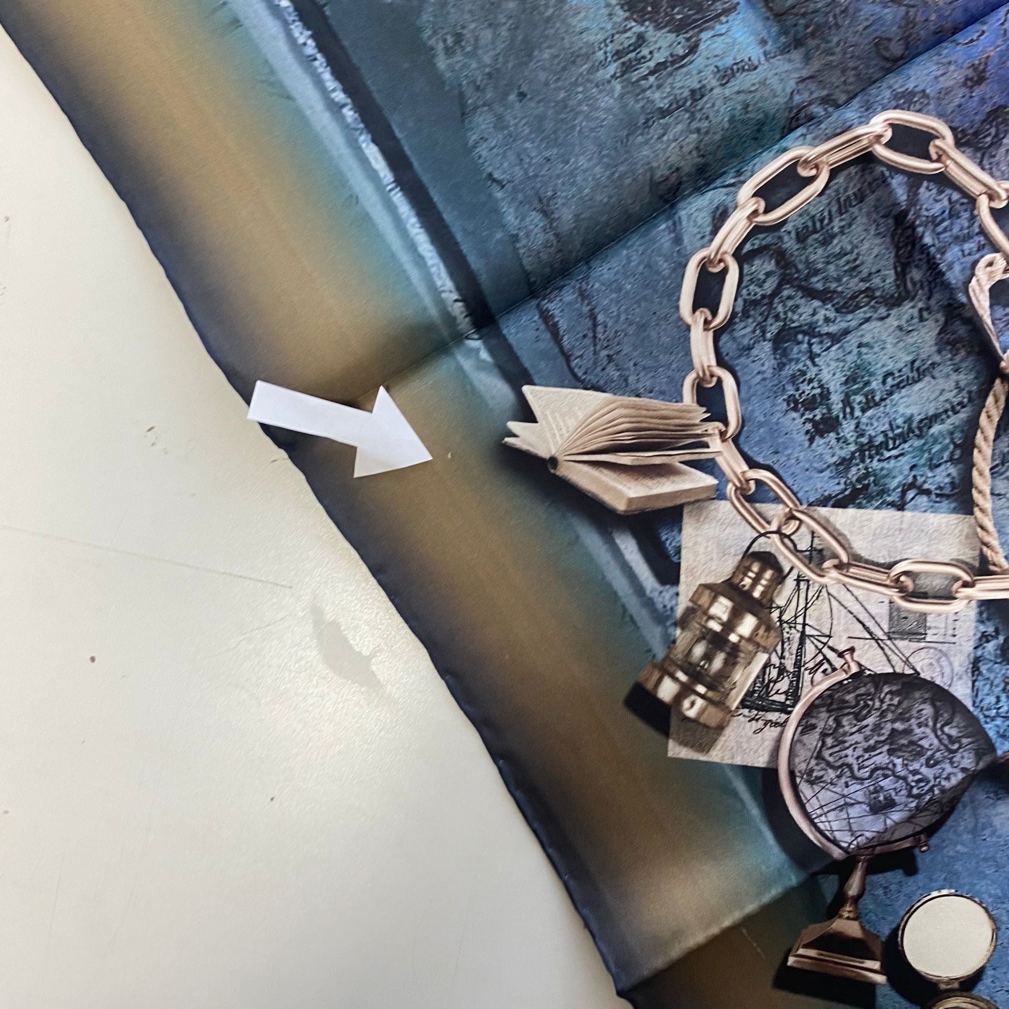 La Boutique Az Hatalı Tivil İpek Eşarp 54977 Mavi Karışık Desen 